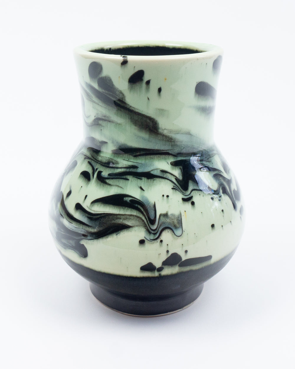 Large Green Marbleware Round Vase