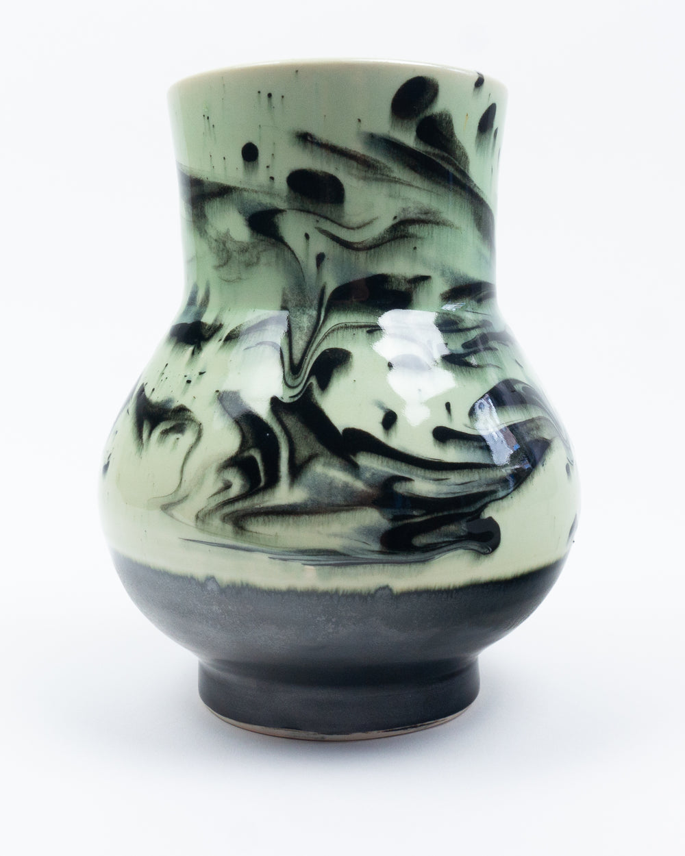 Large Green Marbleware Round Vase