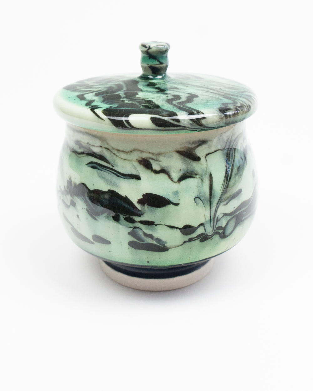Lidded Green Marbleware Jar