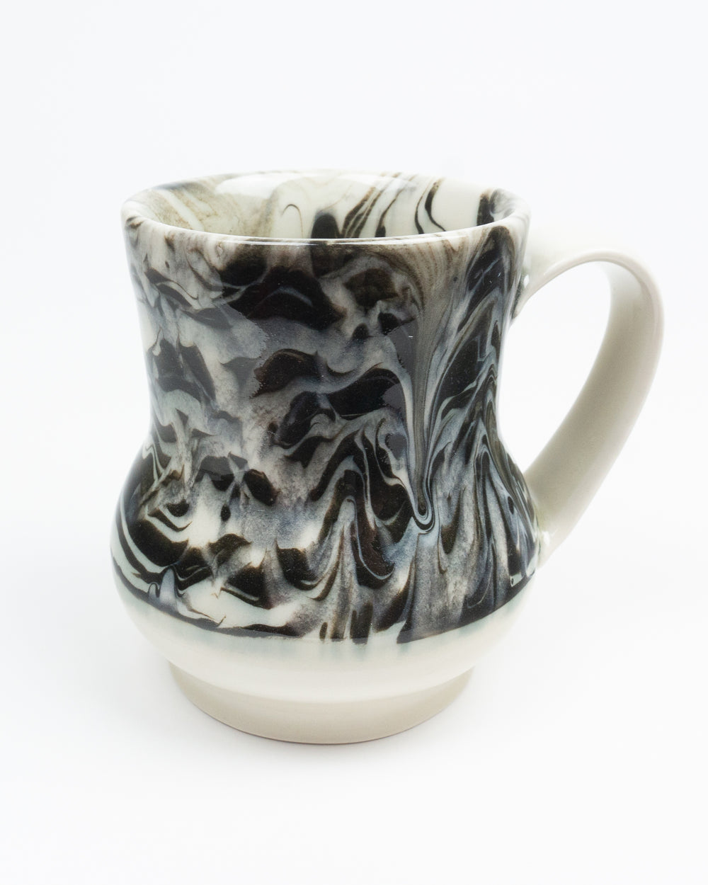 15oz Black and White Marbleware Beaker Mug