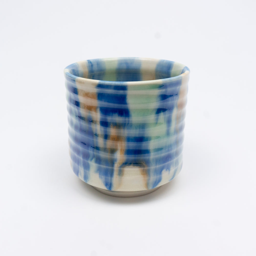 Fluxware Teabowl With Throwing Lines & Fluid Pattern