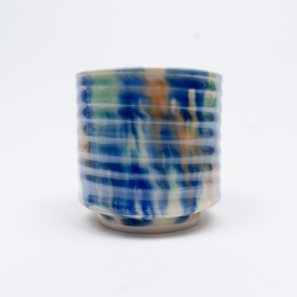 Fluxware Teabowl With Throwing Lines & Fluid Pattern