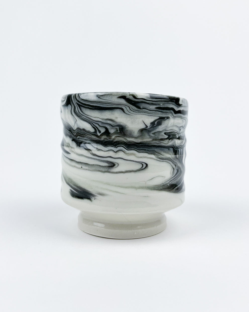 12oz Black and White Marbleware Tea Bowl