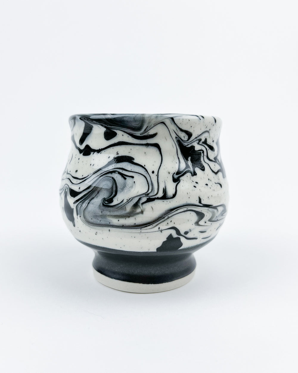 16oz Black and White Marbleware Tea Bowl