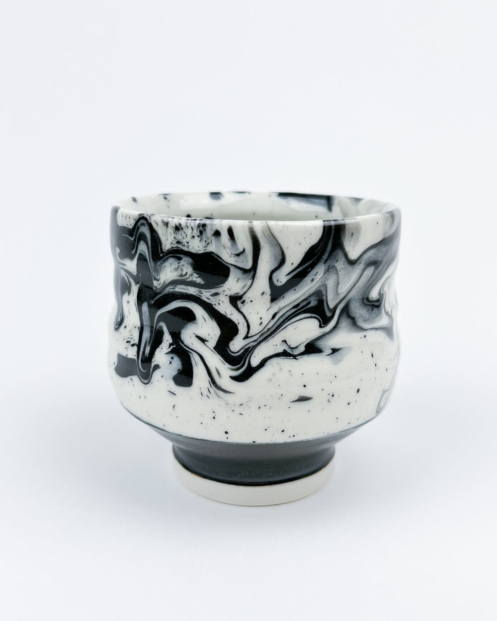 16oz Black and White Marbleware Tea Bowl