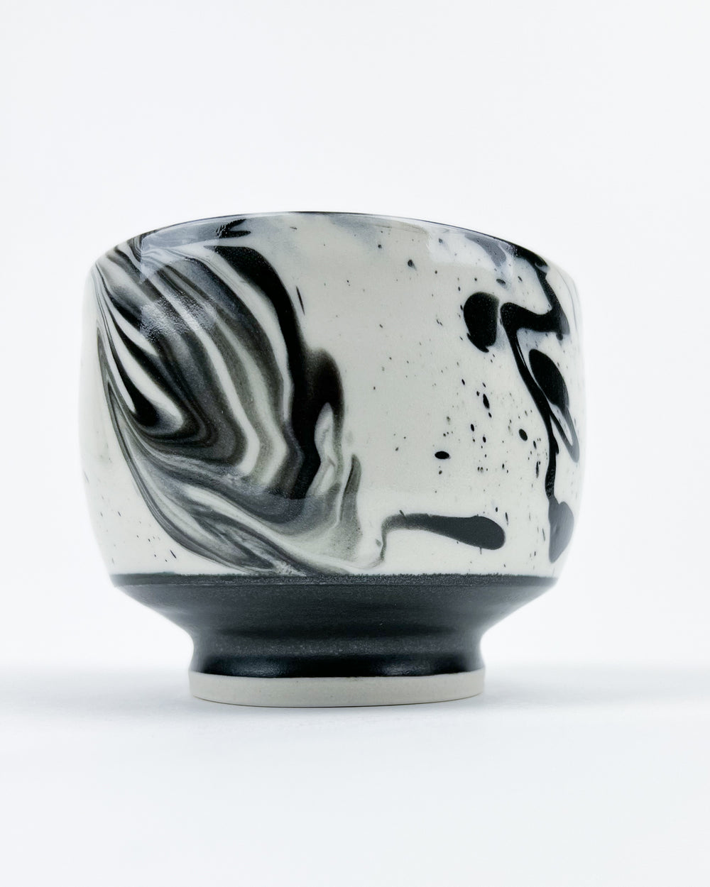 16oz Black and White Marbleware Tea Bowl
