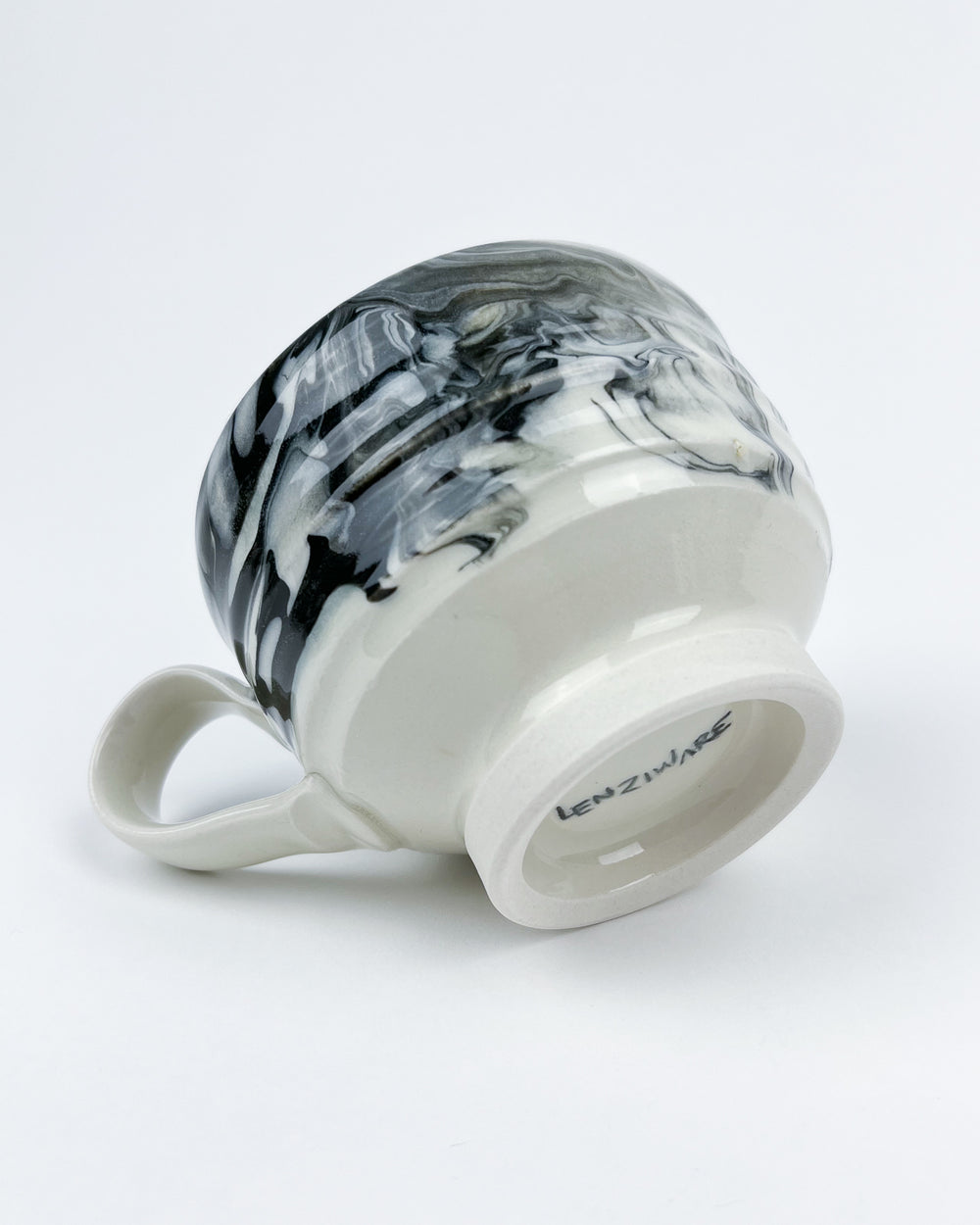 12oz Black and White Marbleware Mug