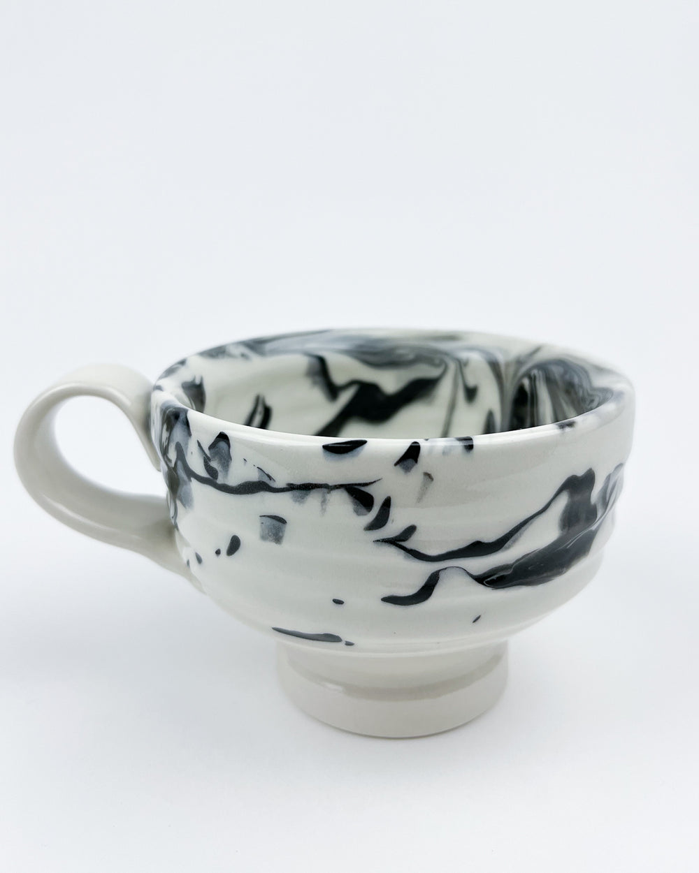 12oz Black and White Marbleware Mug